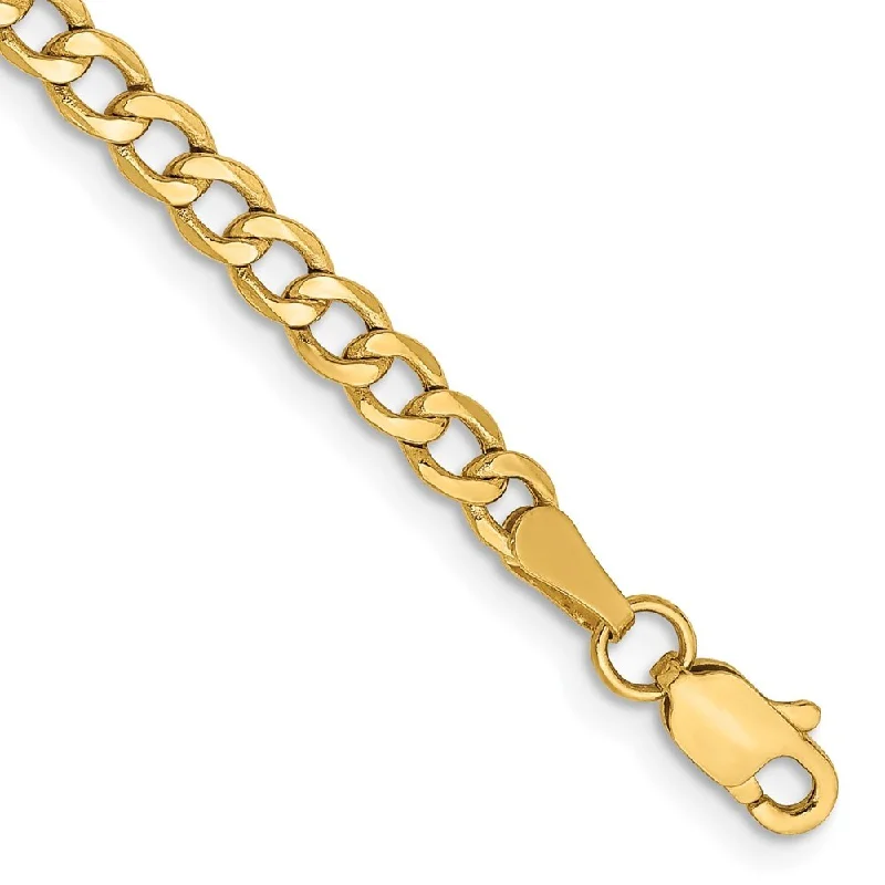 women multi-color bangles and bracelets -14k Yellow Gold 3.35mm Semi-Solid Curb Chain Bracelet, 7"