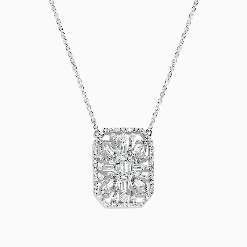 women gold pendant necklaces -Pave Classica 14K White Gold Diamond Necklace