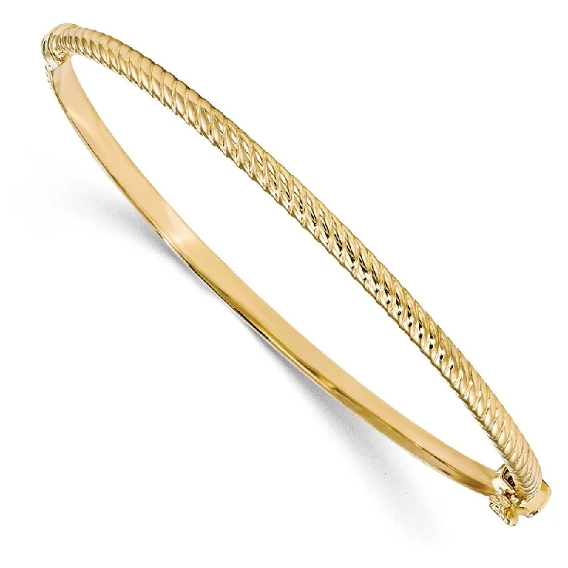 women geometric bangles and bracelets -Leslie's 10k Yellow Gold Textured Bangle Bracelet, 7" (W-3mm)