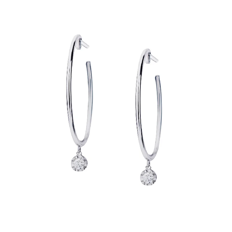 Gold earrings for women -DIAMOND DROP HOOPS