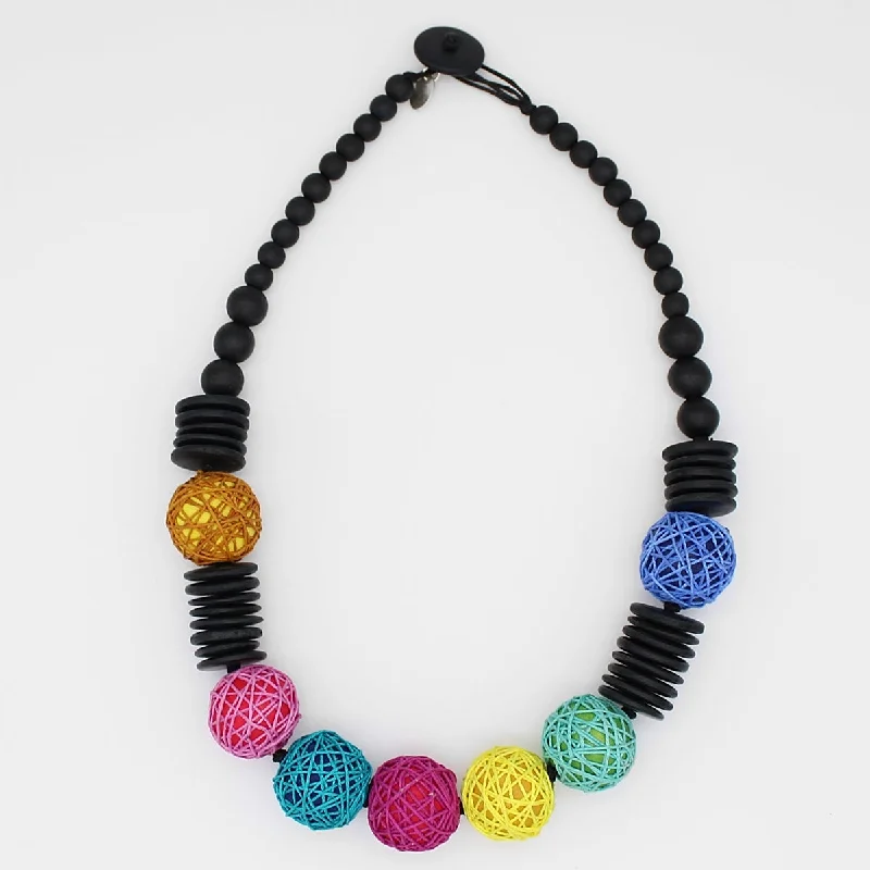 women lotus flower necklaces -Multi Color Threaded Rasha Necklace