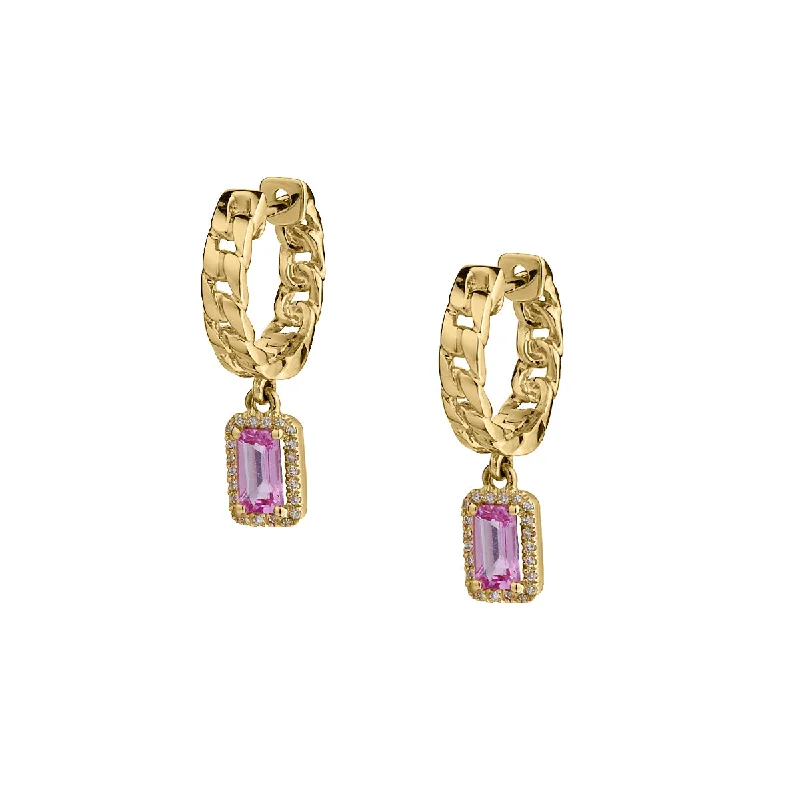 women clip-on earrings -PINK SAPPHIRE & DIAMOND EARRINGS