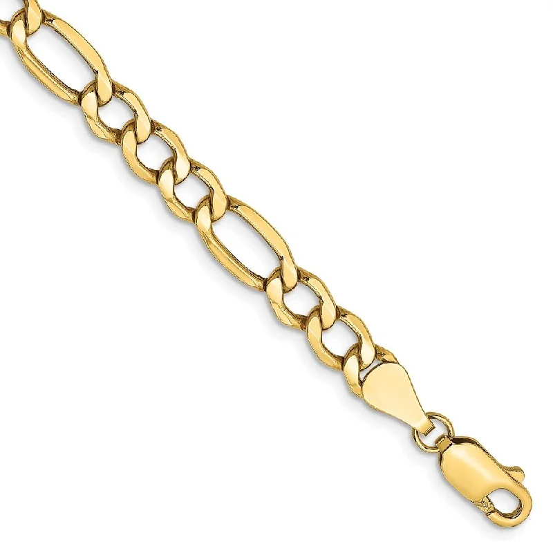 women zodiac bangles and bracelets -14k Yellow Gold 5.75mm Semi-Solid Figaro Chain Bracelet, 9"