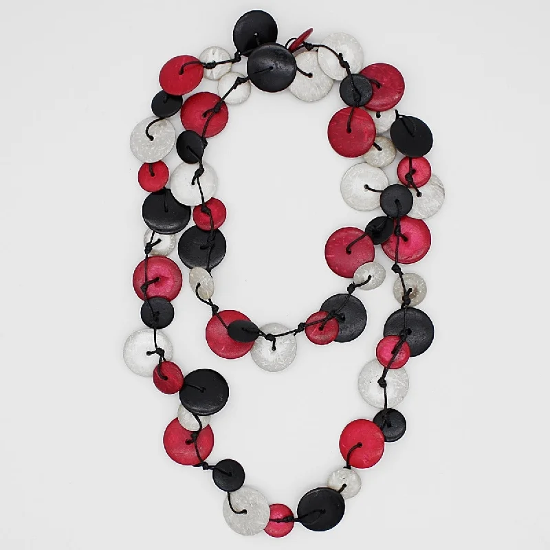 women dainty necklaces -Red Disk Donna Necklace