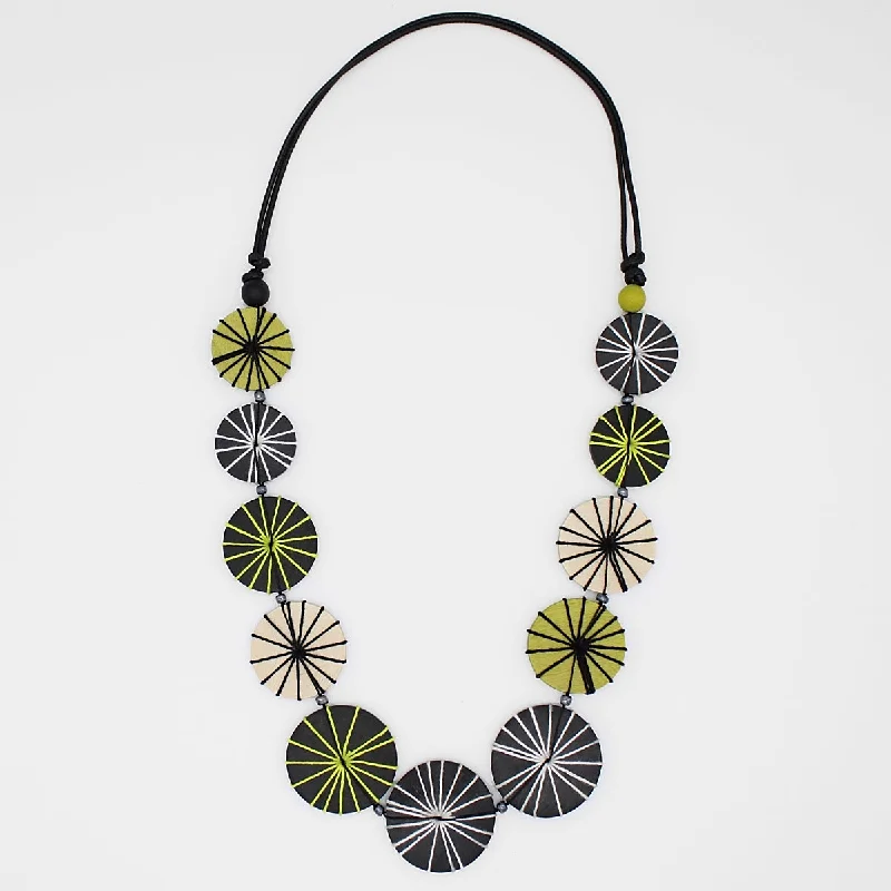 women gold pendant necklaces -Black and Lime Threaded Valerie Necklace