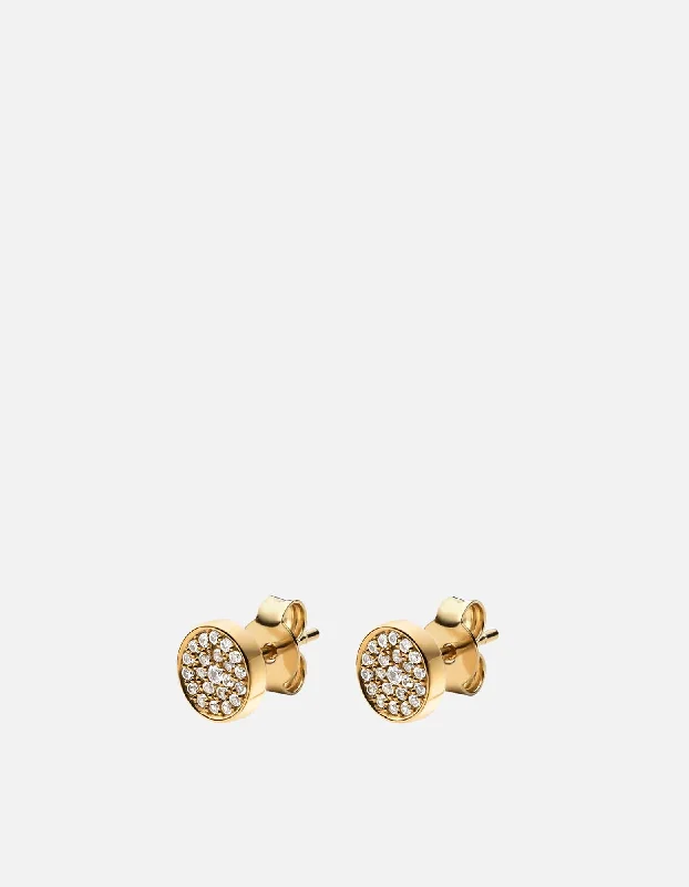 women heart-shaped earrings -Horizon Studs, 14k Gold Pavé