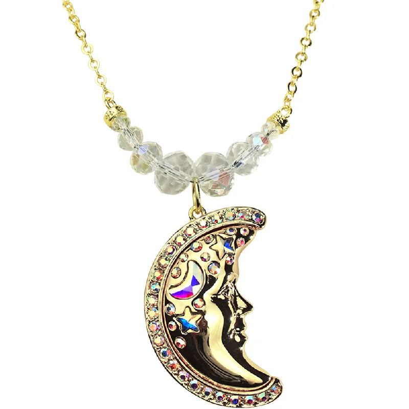 women butterfly pendant necklaces -Venus Seaview Metallic Moon Shadow Necklace (Goldtone)