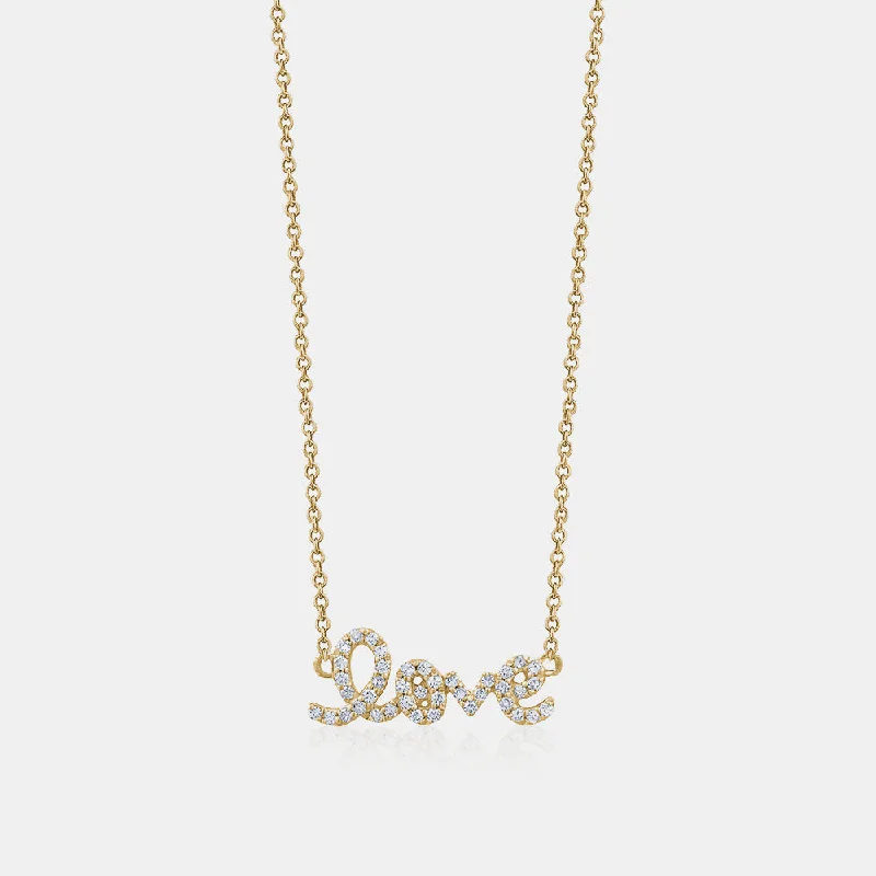 women nameplate necklaces -Mini Diamond Love Necklace