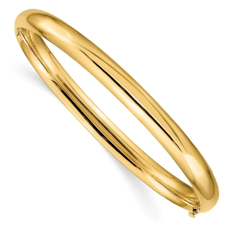 women floral bangles and bracelets -14k Yellow Gold 6mm 4/16 High Hinged Bangle Bracelet, 7"