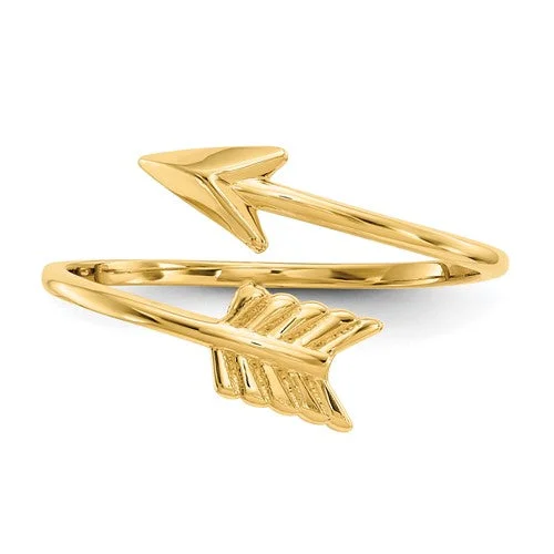 women geometric engagement rings -14KT YELLOW GOLD ARROW BYPASS RING