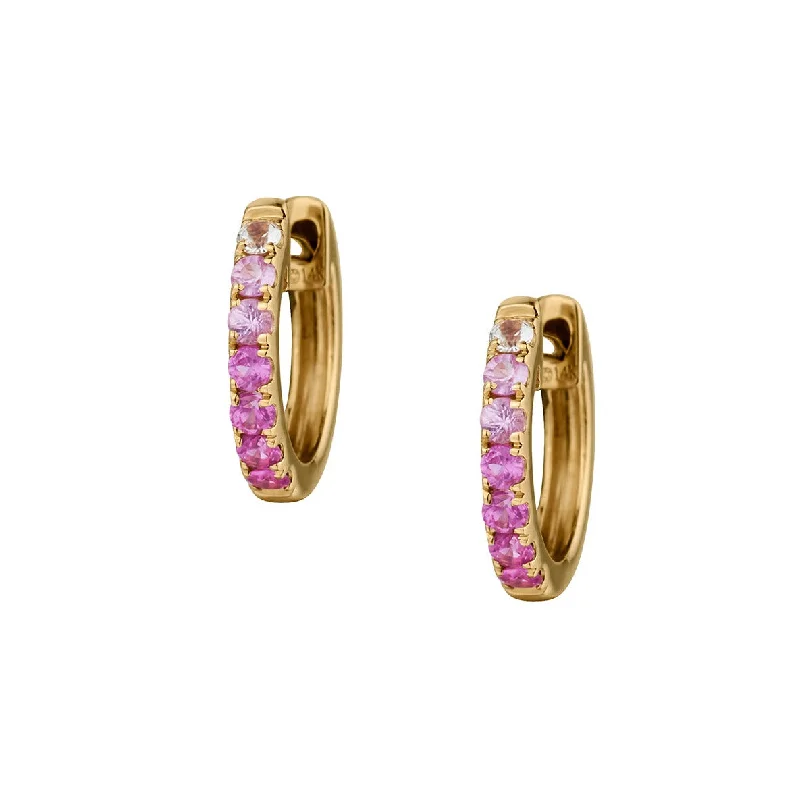 women pearl drop earrings -PINK OMBRE HUGGIE EARRINGS