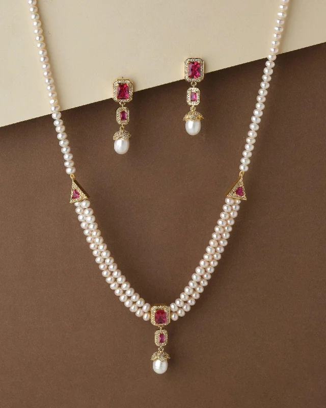 women pendant necklaces -Beautiful Real Pearl Necklace Set