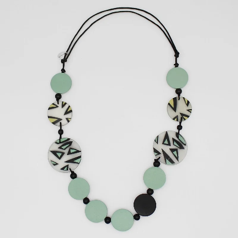 women floral necklace designs -Retro Mint Beaded Statement Necklace