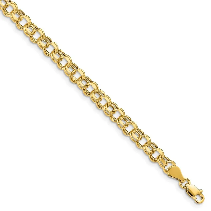 women classic bangles and bracelets -14k Yellow Gold Lite 5mm Double Link Charm Bracelet, 7.25"