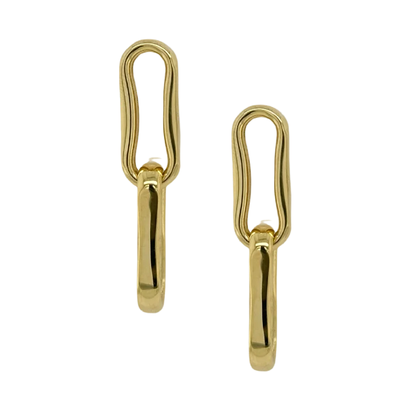 women gold drop earrings -DROP LINK EARRINGS