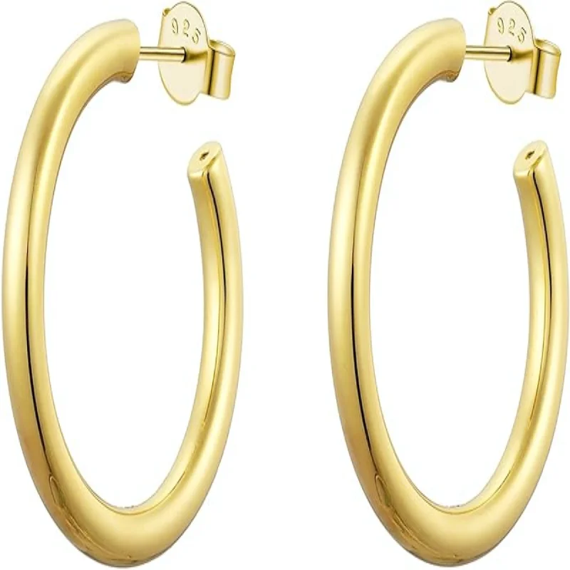 women gold-plated earrings -Classic Gold 25mm Hoop Earrings