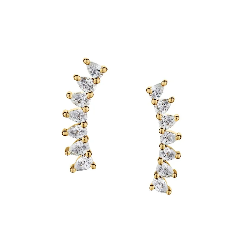 women luxury diamond earrings -PEAR SHAPED DIAMOND CLIMBER EARRINGS