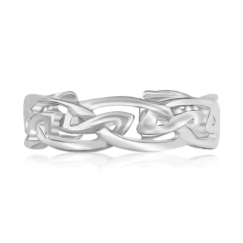 women simple engagement rings -Sterling Silver Rhodium Plated Celtic Style Toe Ring