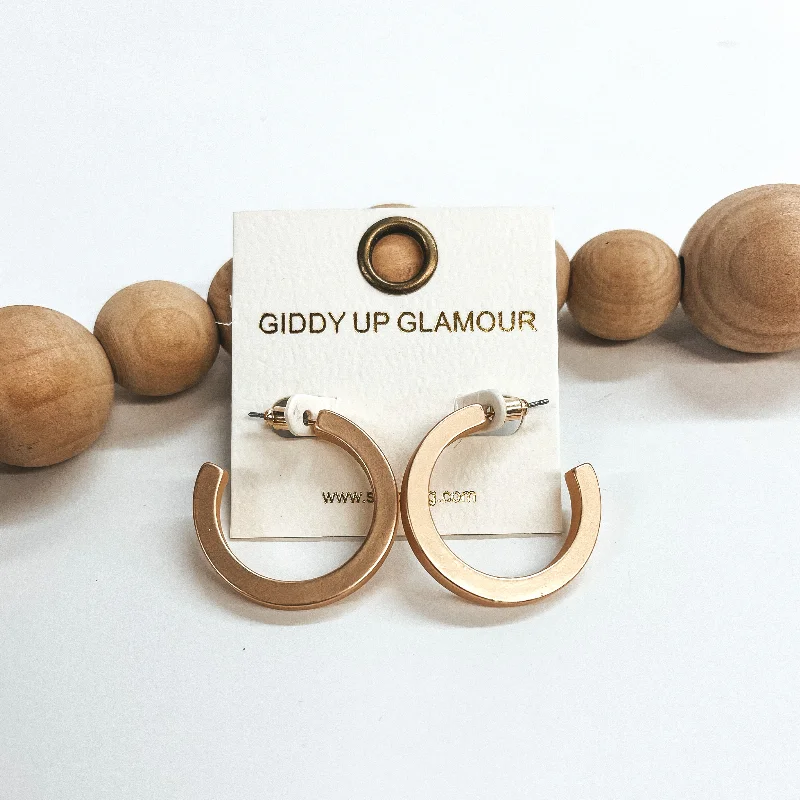 Gold earrings for women -Almost Ready 1 Inch Hoops in Matte Gold