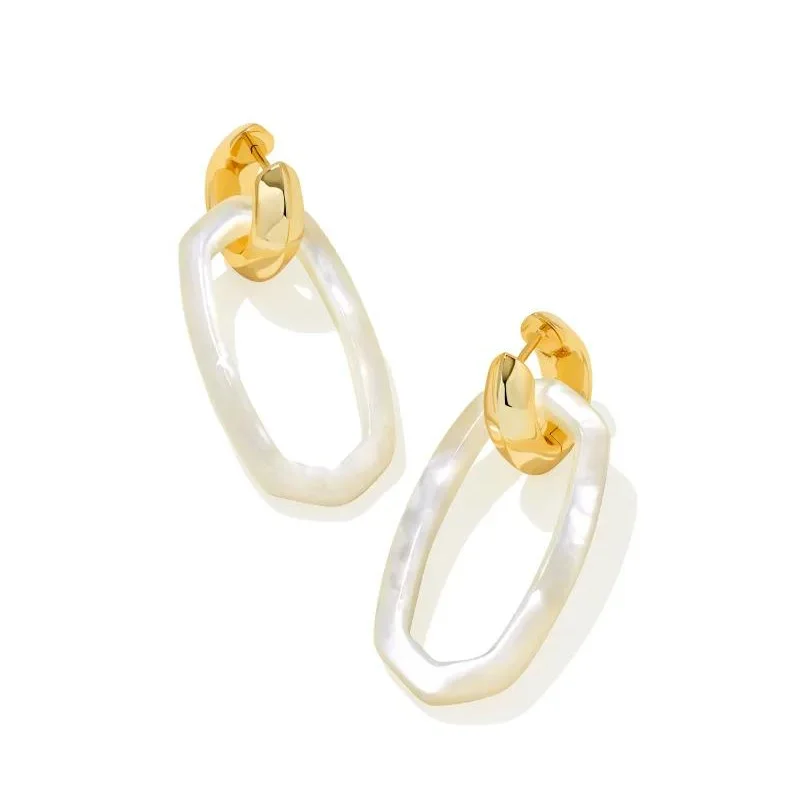 women cuff earrings -Kendra Scott | Danielle Gold Convertible Link Earrings in Ivory Mother-of-Pearl