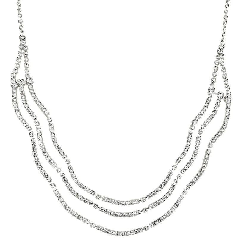 Gold necklaces for women -Waterfall Night Of Wishes Rhinestone Necklace (Sterling Silvertone)