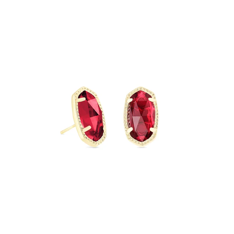 women heart-shaped hoop earrings -Kendra Scott | Ellie Gold Stud Earrings in Clear Berry