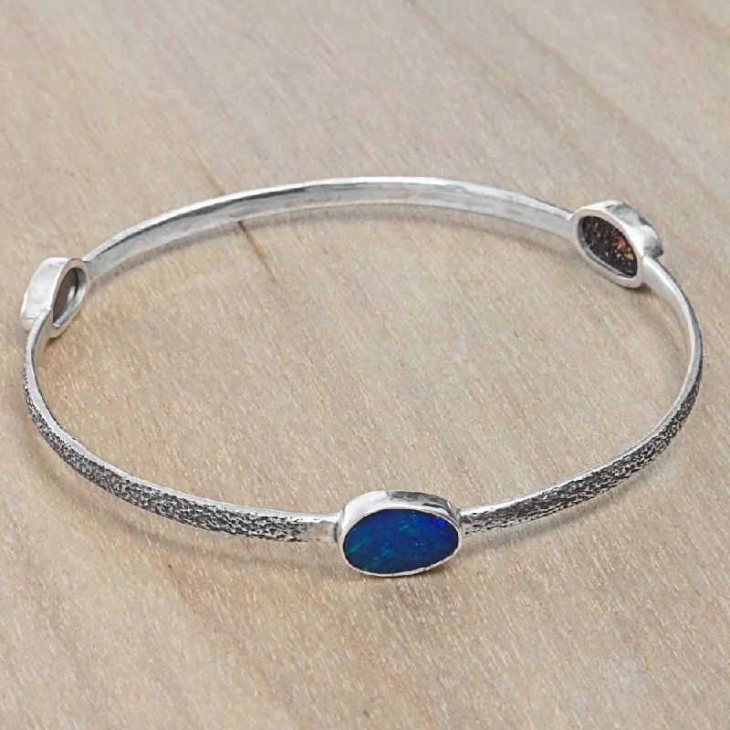 women floral bangles and bracelets -NOVICA Handmade Sterling Silver 'Blue Expanse' Opal Bracelet (Indonesia)