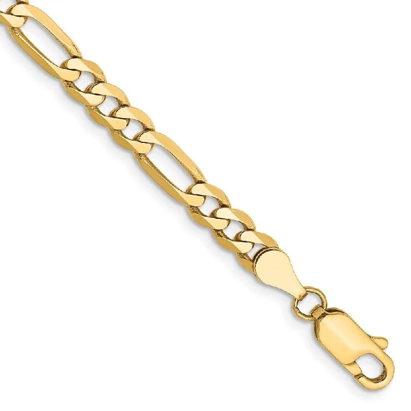 women double bangle bracelets -14k Yellow Gold 4.75mm Flat Figaro Chain Bracelet, 7"