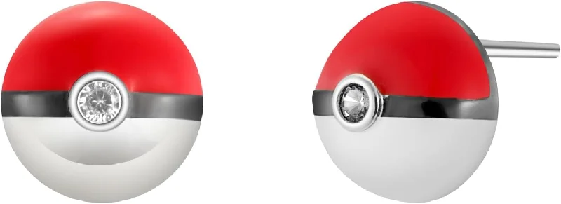 women dangling gemstone earrings -Pokeball Earrings Studs