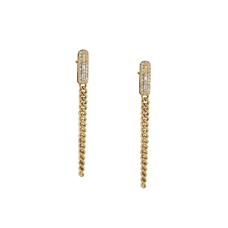 women multi-strand earrings -DIAMOND DROP CHAIN EARRINGS