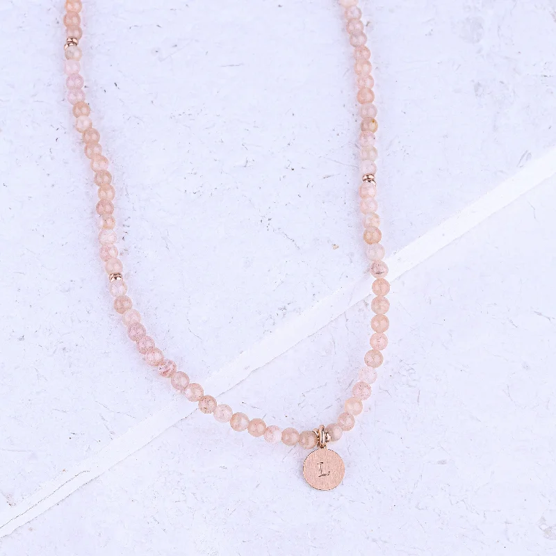 women rose gold necklaces -MICRO GEMSTONE NECKLACE - SUNSTONE