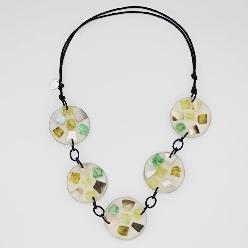 women handcrafted necklaces -Green Shell Link Necklace