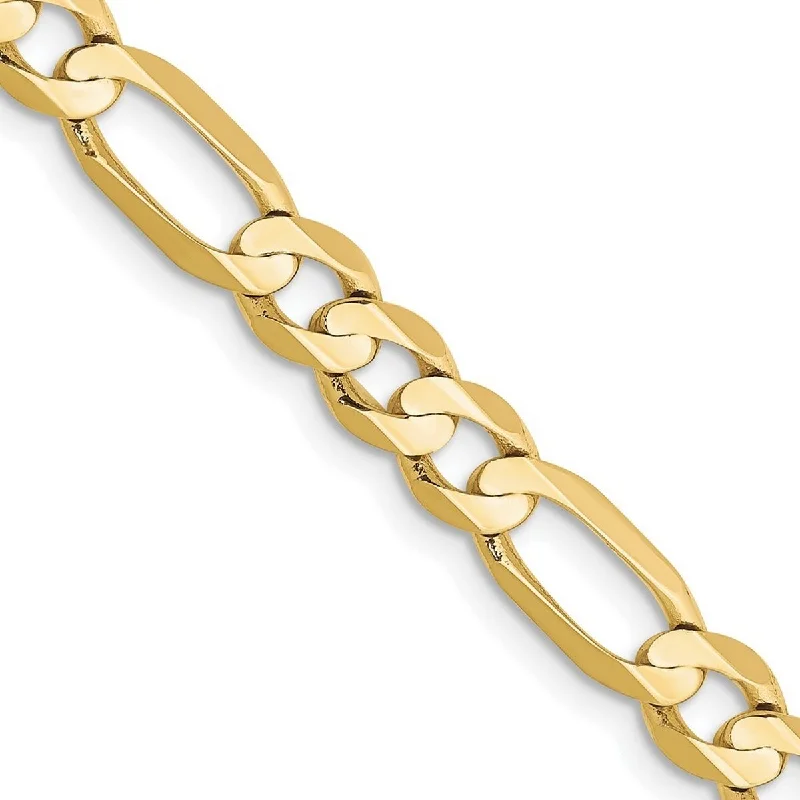 women geometric bangles and bracelets -Curata 5.25mm 10k Yellow Gold Light Figaro Chain Bracelet - 9 Inch