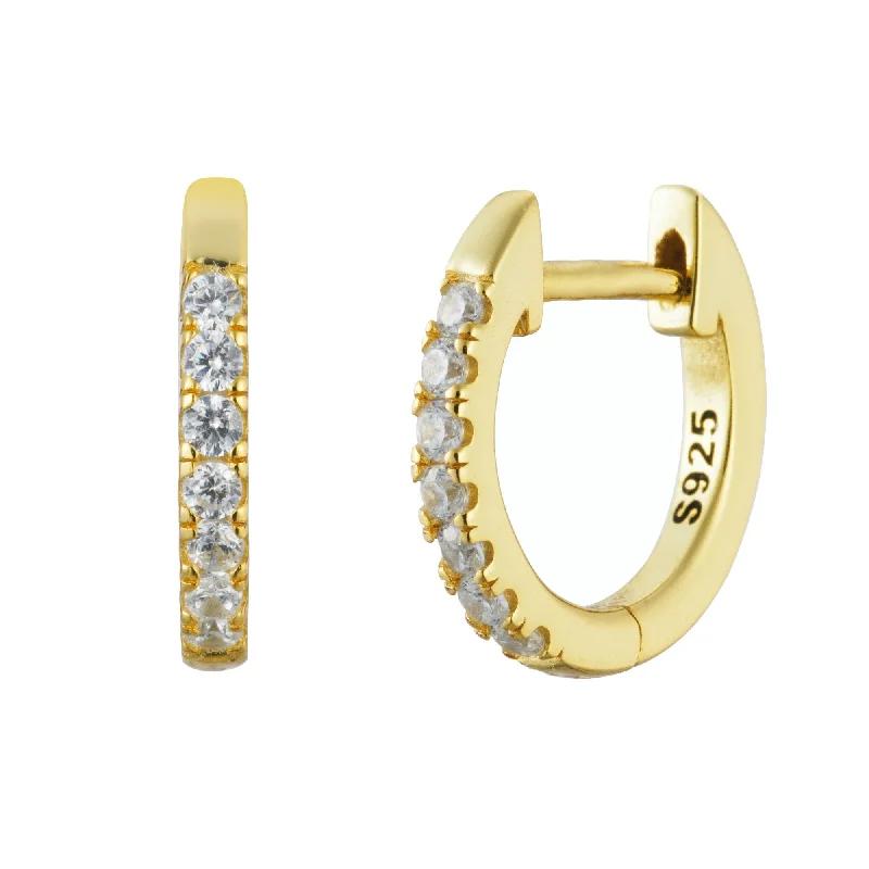 women custom design earrings -Dainty Classic Dazzling Pave Hoop Earrings