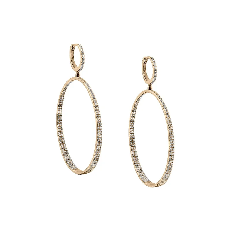 women crescent moon earrings -DOUBLE DIAMOND HOOP EARRING