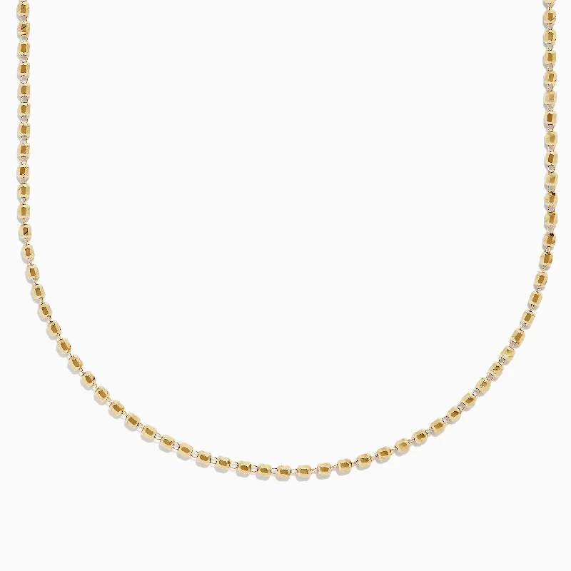 women nameplate necklaces -14K Yellow Gold Bead Necklace