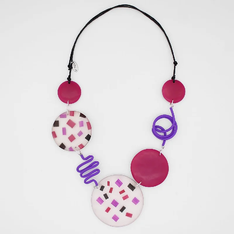 women multi-layered necklaces -Fuchsia Alana Statement Necklace