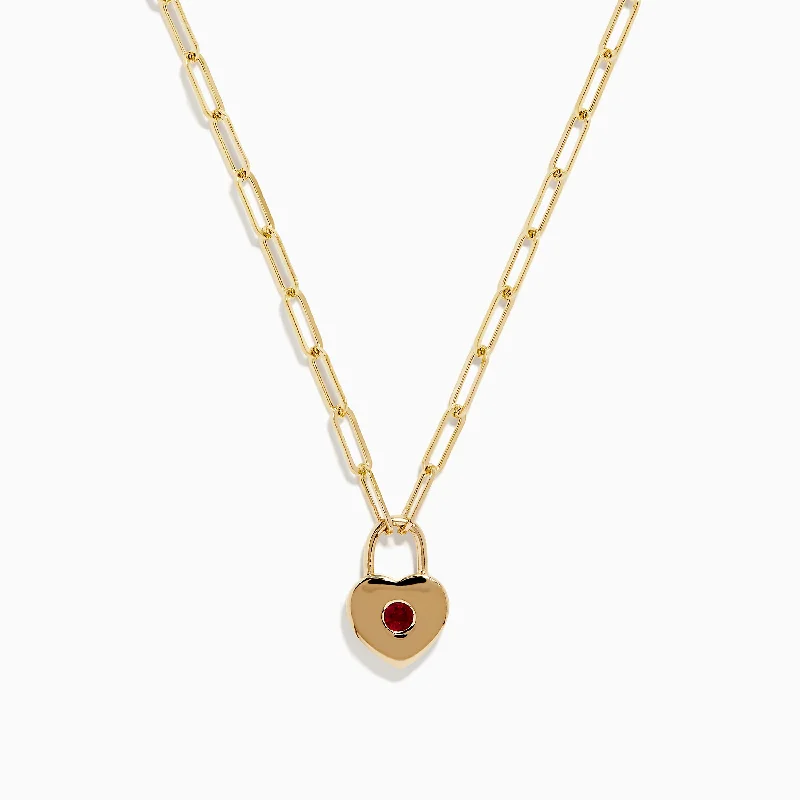 women gemstone and diamond necklaces -Ruby Royale 14K Yellow Gold Ruby Heart Locket Necklace