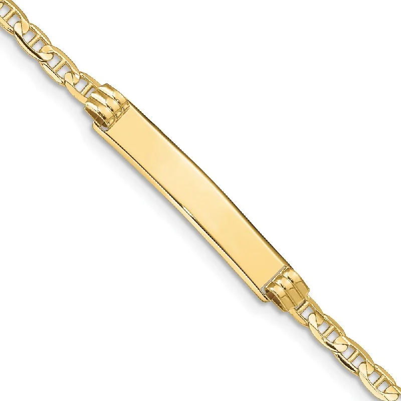 women gemstone bangles and bracelets -10k Yellow Gold Anchor Link ID Bracelet, 7" (W-2.65mm)