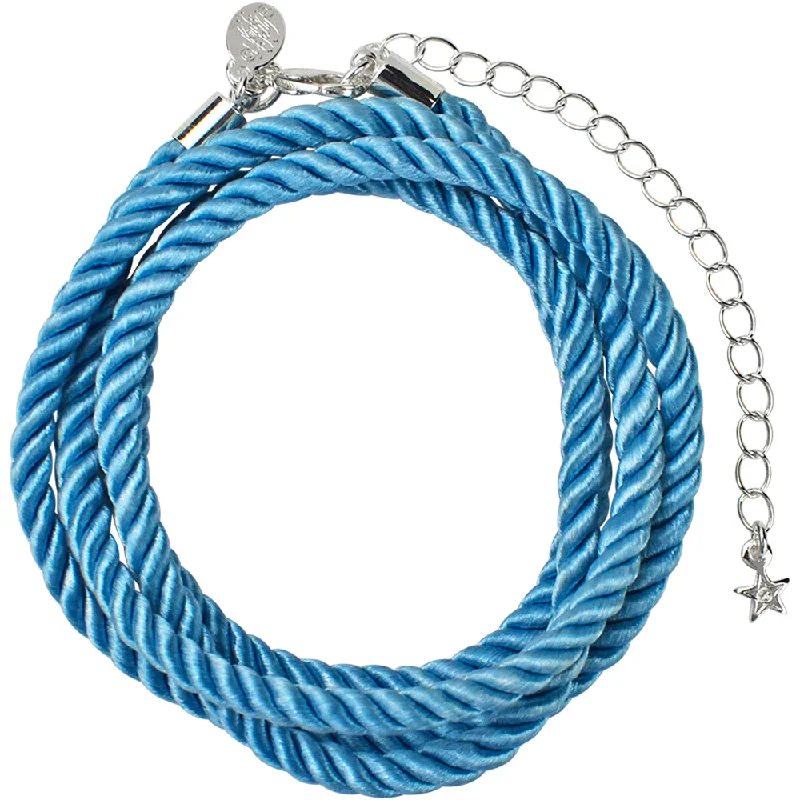 women celestial star necklaces -Twisted Sister 30" Cord Necklace (Sterling Silvertone/Sky Blue)