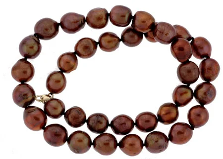 women personalized bar necklaces -18" Chocolate Nucleated Pearl Necklace (SKU: 190870)