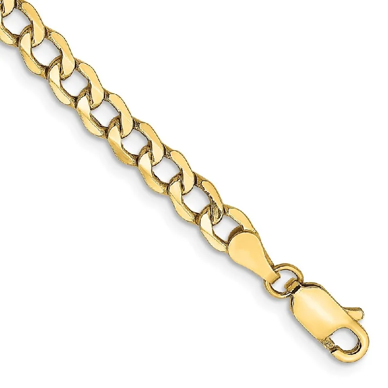 women beaded charm bangles and bracelets -14k Yellow Gold 4.3mm Semi-Solid Curb Chain Bracelet, 7"