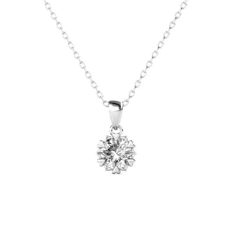 women ruby necklaces -Maggie 18k White Gold Flower Pendant Necklace Round Cut with Solitaire Swarovski Crystal