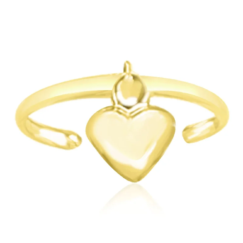 women gemstone engagement rings -14k Yellow Gold Cuff Puffed Heart Toe Ring