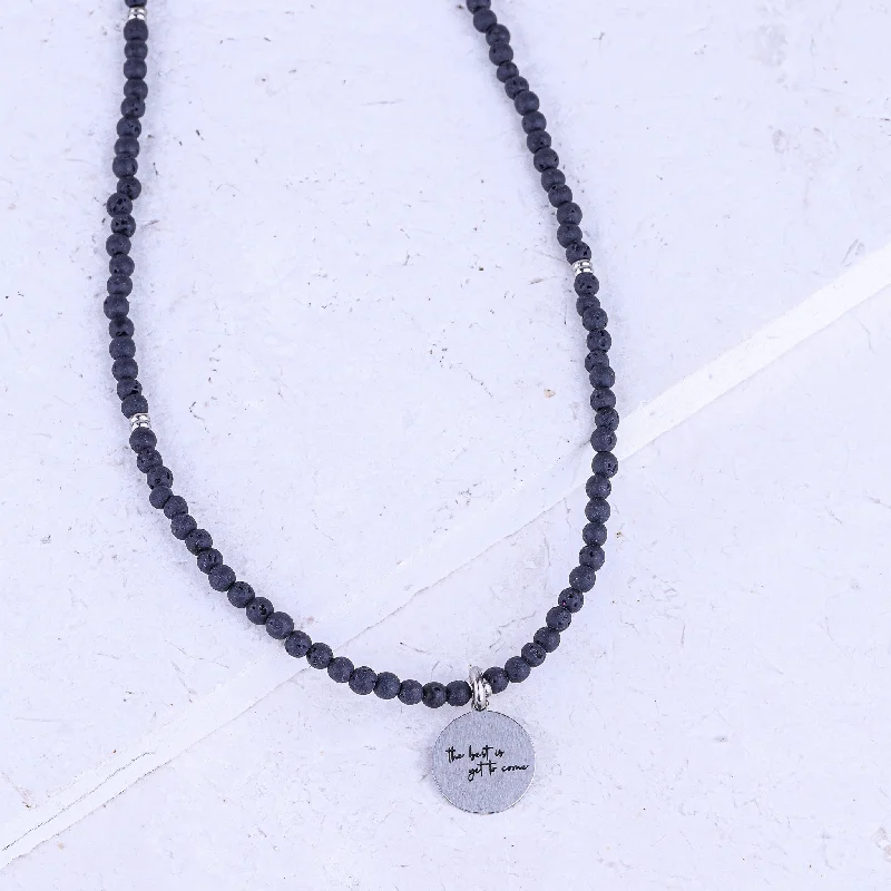 women celestial necklaces -MICRO GEMSTONE NECKLACE - LAVA STONE