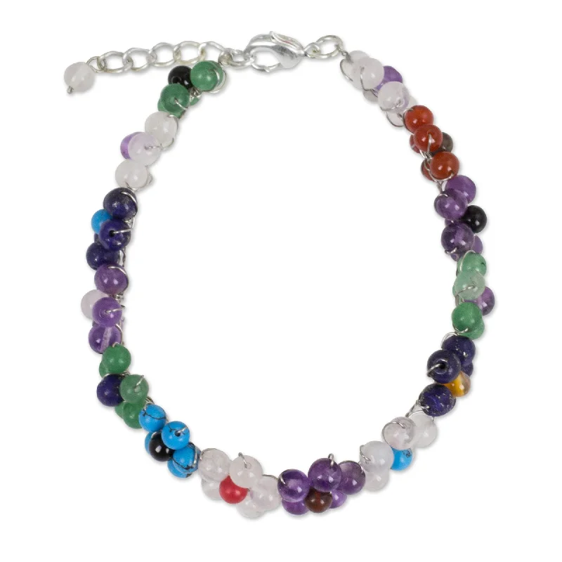 women gemstone bangles and bracelets -Rainbow Blooms Multi-gemstone Bracelet