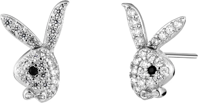 women black diamond earrings -Playboy Bunny Stud Earrings