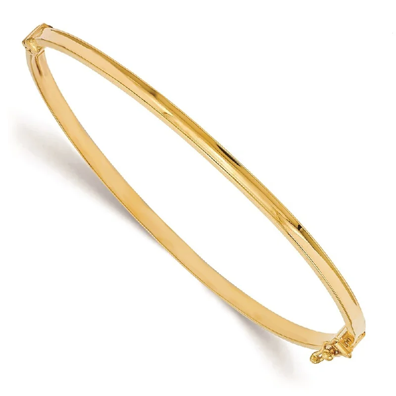 women boho bangles and bracelets -14k Yellow Gold 3mm Hinged Bangle Bracelet, 7"