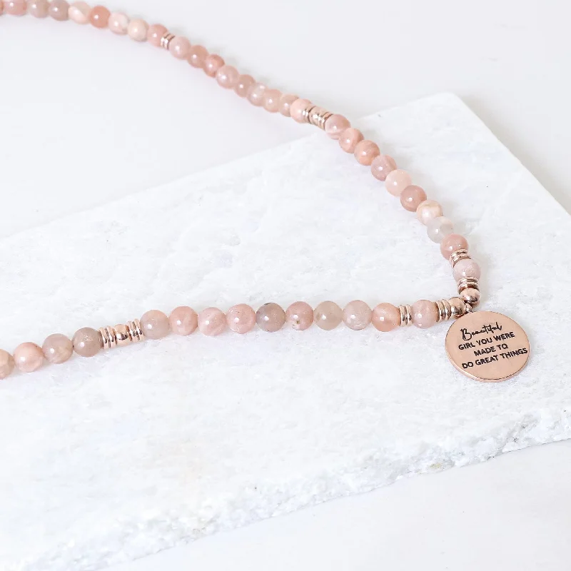 women boho chic necklaces -SUNSTONE EARTHSTONE NECKLACE