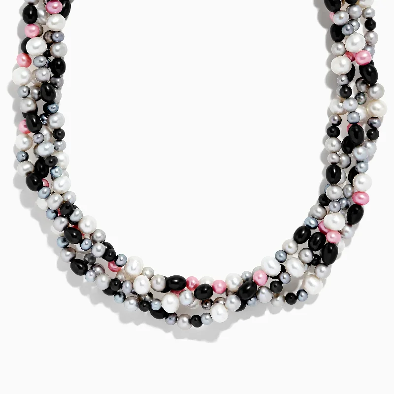 women infinity heart necklaces -Multi Color Cultured Pearl Four Strand Necklace